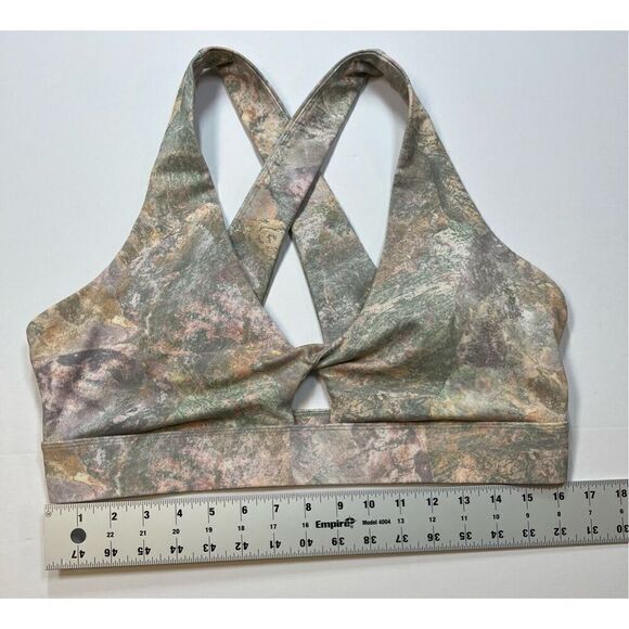 Fabletics Oasis Twist Sports Bra Moonrock Swirl Open Cross Back Size Extra Large - Picture 3 of 9